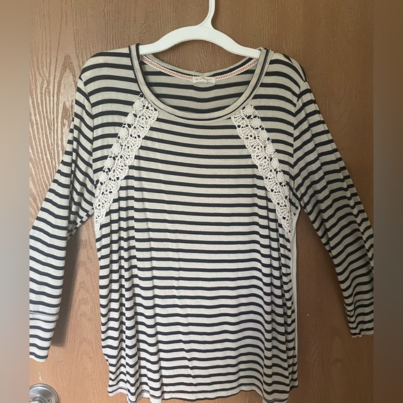 Mason & Belle Tops - Mason & Belle, Long Sleeve Top, Navy and Cream, Size M